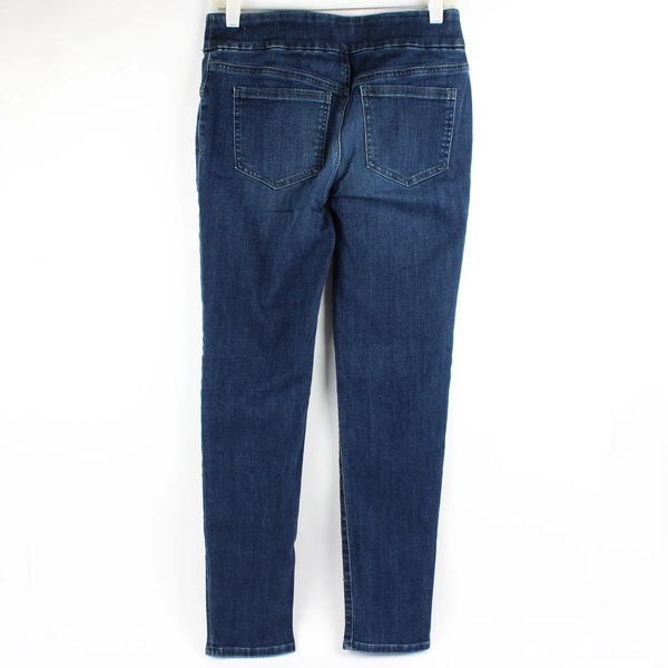 Chico’s Women's 2R Dark Wash with Dark Blue Rhinestones Pull-On Skinny Jeggings