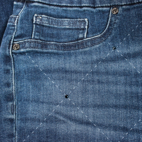 Chico’s Women's 2R Dark Wash with Dark Blue Rhinestones Pull-On Skinny Jeggings