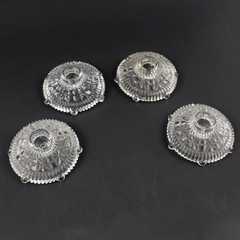 Lot of 4 Anchor Vintage Round Hocking Stars & Bars Glass Taper Candle Holders