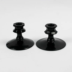 Lot of 2 Vintage Black Glass Candlestick Holders Sold as a Pair