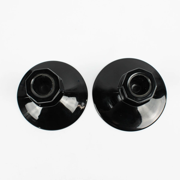 Lot of 2 Vintage Black Glass Candlestick Holders Sold as a Pair