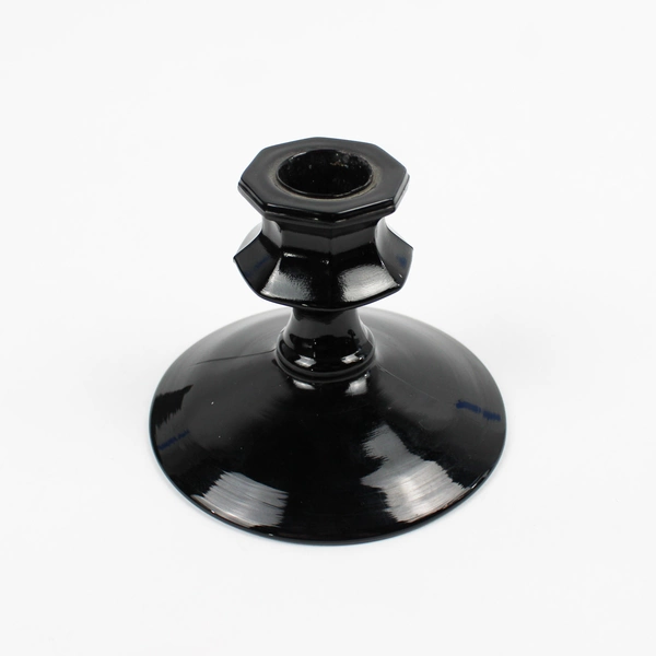 Lot of 2 Vintage Black Glass Candlestick Holders Sold as a Pair