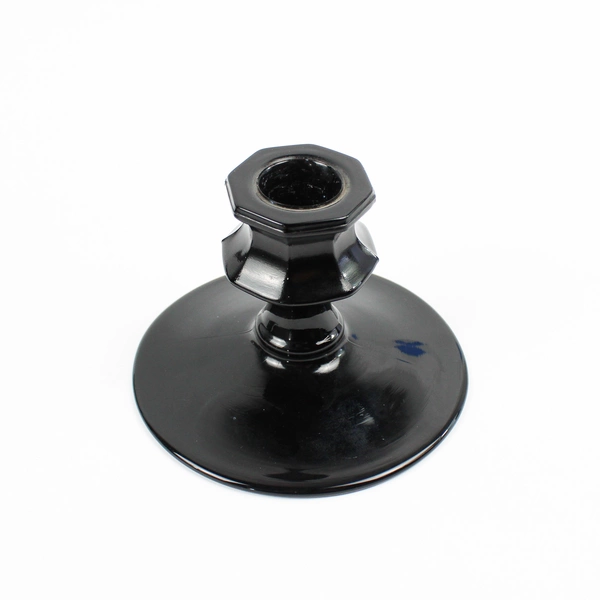 Lot of 2 Vintage Black Glass Candlestick Holders Sold as a Pair