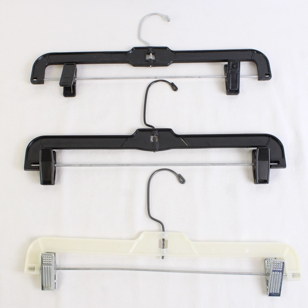 Mixed Lot of 10 Black and White Plastic Skirt Pants Hangers with Clips