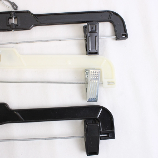 Mixed Lot of 10 Black and White Plastic Skirt Pants Hangers with Clips