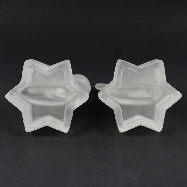 Lot of 2 1980's L.E. Smith Frosted Glass Angel On Star Candlestick Holder