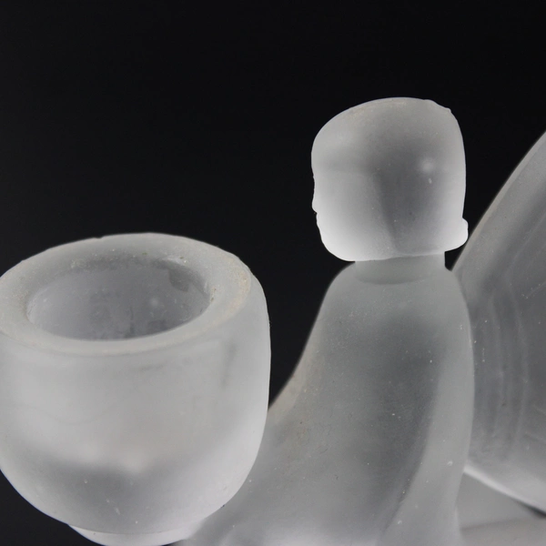 Lot of 2 1980's L.E. Smith Frosted Glass Angel On Star Candlestick Holder