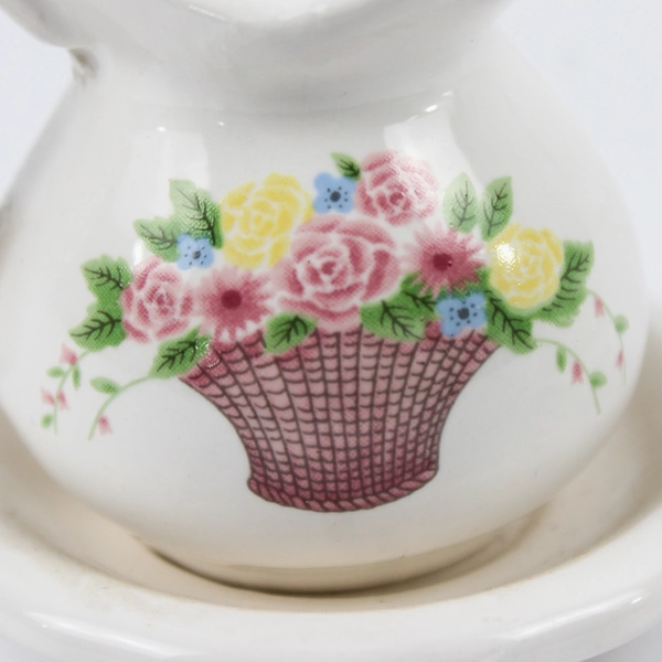 Lot of 2 Unbranded Pitcher and Bowl Floral Candlestick Holders