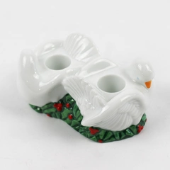 Avon Christmas Dove Tabletop Double Candlestick Ceramic Holder 1993