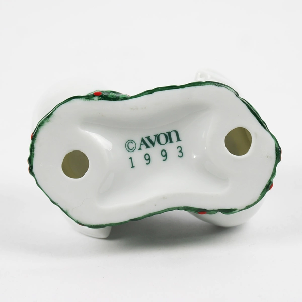 Avon Christmas Dove Tabletop Double Candlestick Ceramic Holder 1993