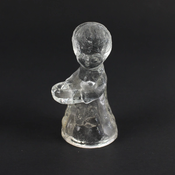 Lot of 2 Unbranded Clear Glass Church Choir Child Mini Candlestick Holder