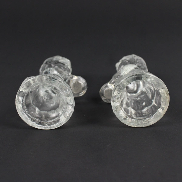 Lot of 2 Unbranded Clear Glass Church Choir Child Mini Candlestick Holder