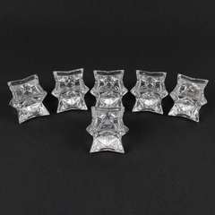 Lot of 6 Clear Glass Octagon Star Shaped Taper/Votive Candle Holders