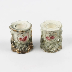 Lot of 2 Wales Japan Floral Art Nouveau Ceramic Candlestick Holders