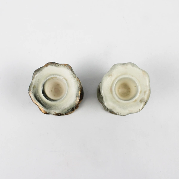 Lot of 2 Wales Japan Floral Art Nouveau Ceramic Candlestick Holders