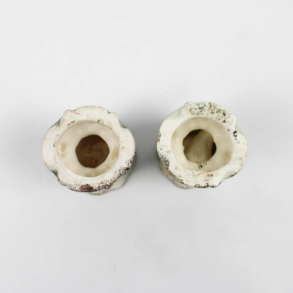 Lot of 2 Wales Japan Floral Art Nouveau Ceramic Candlestick Holders