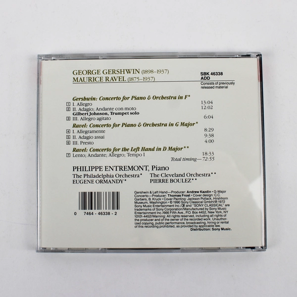 Piano Concertos Music CD Gershwin & Ravel Essential Classics Philippe Entremont