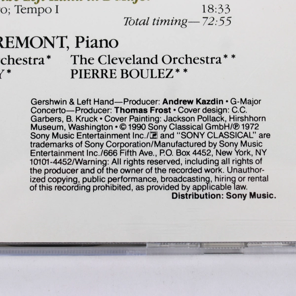 Piano Concertos Music CD Gershwin & Ravel Essential Classics Philippe Entremont