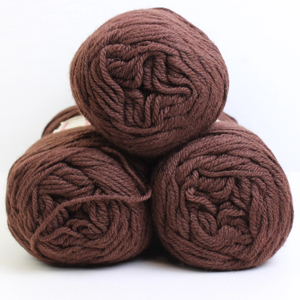 Lot of 3 Vntg. Skeins of Kolor Match Brown 4 -Ply Yarn, 8 ozs each #K7500 New 