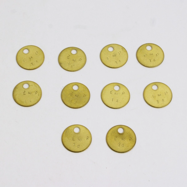 Lot of 20 Brass Tags Model EMP 14 0.75" Round