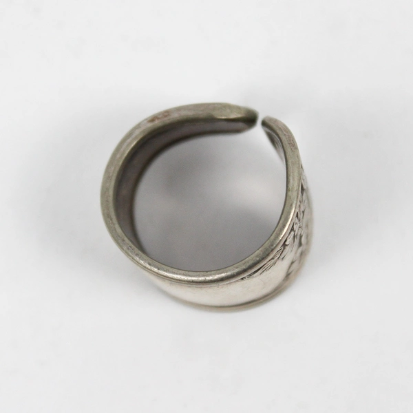 Handmade Silver-Tone Upcycled Spoon Ring Boho Daisies Size 9