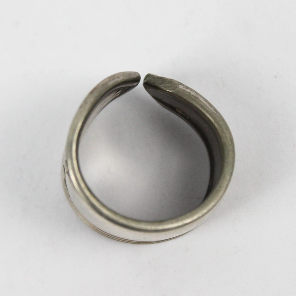 Handmade Silver-Tone Upcycled Spoon Ring Boho Daisies Size 9