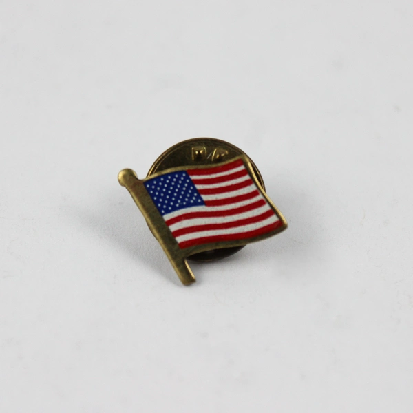 Vintage Ballou Reg'd American Flag Gold Tone Lapel Pin