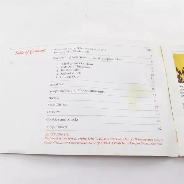 Vintage 1978 Quaker Oats Wholegrain Cookbook Softcover Used