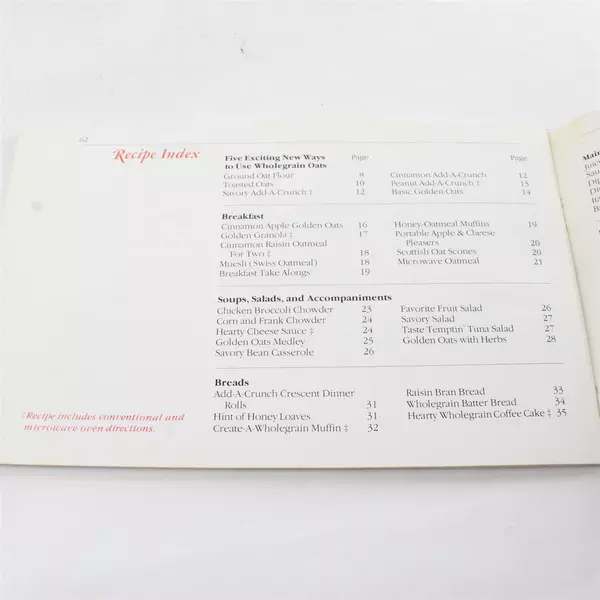 Vintage 1978 Quaker Oats Wholegrain Cookbook Softcover Used