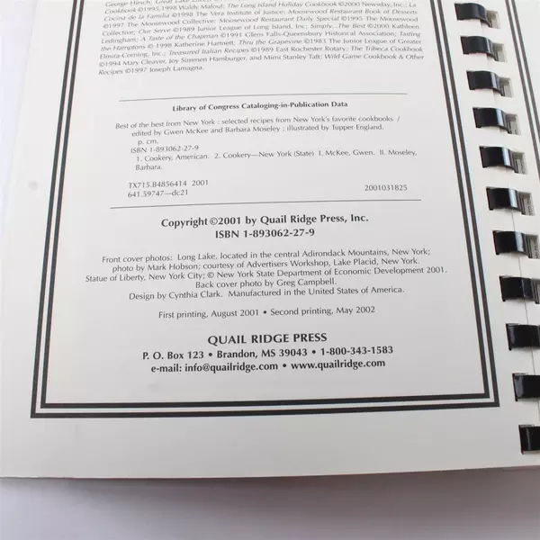 2001 Best of The Best From New York Cookbook Preserving America's Food Heritage