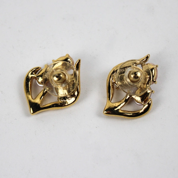 Vintage Trifari Faux Pear Cluster Gold-Tone Earrings