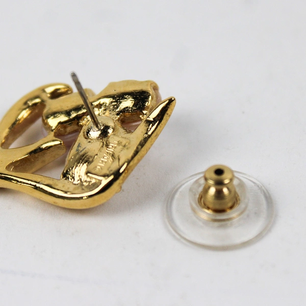 Vintage Trifari Faux Pear Cluster Gold-Tone Earrings