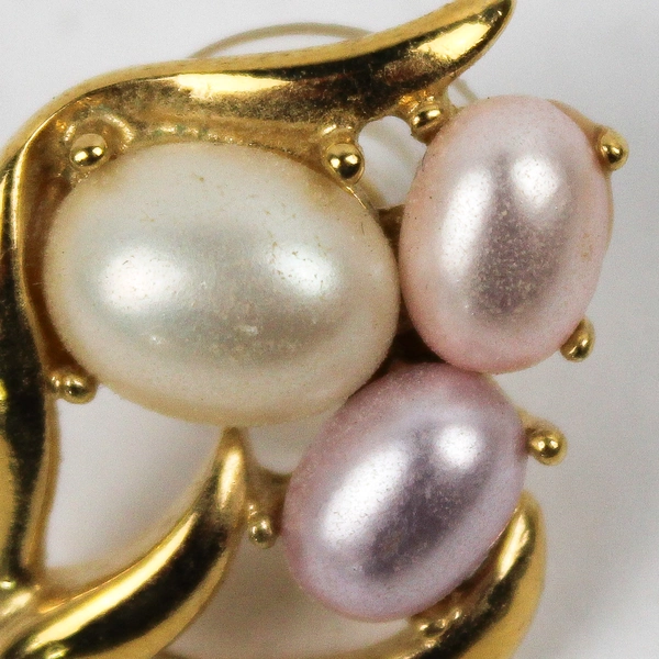 Vintage Trifari Faux Pear Cluster Gold-Tone Earrings