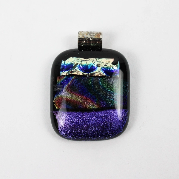 3 Pc Set Multicolor Dichroic Art Glass Earrings and Pendant