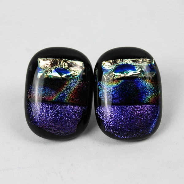 3 Pc Set Multicolor Dichroic Art Glass Earrings and Pendant