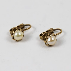 Vintage Freshwater Pearl Gold-Tone Clip-On Drop Earrings