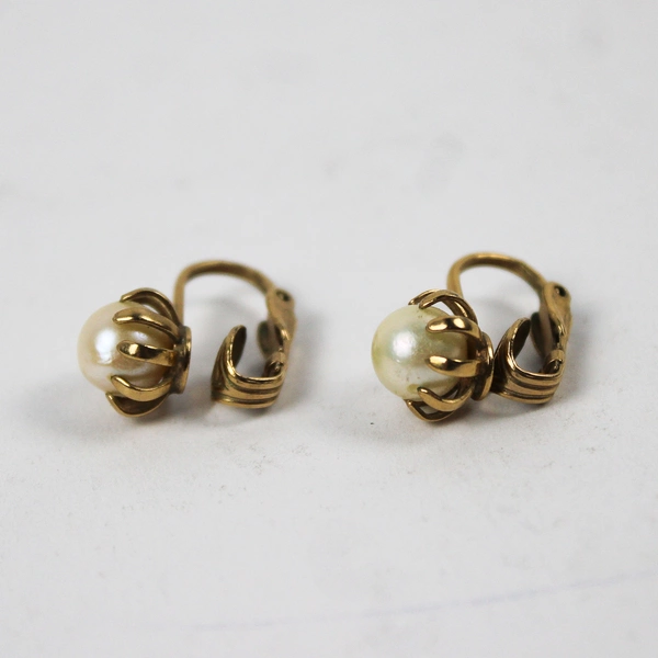 Vintage Freshwater Pearl Gold-Tone Clip-On Drop Earrings