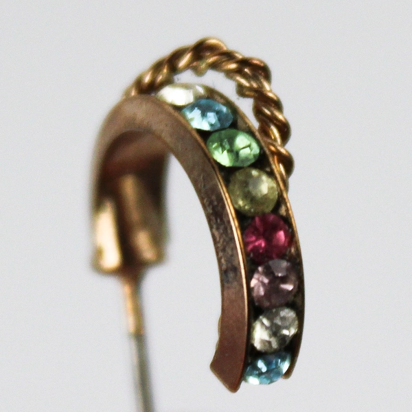 Small Gold-Tone Huggie Hoop Earrings Multicolor Rhinestones