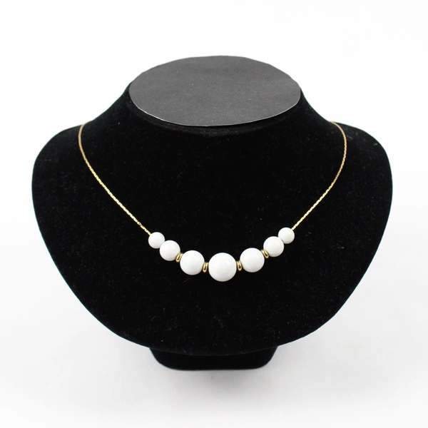 Vintage Napier White Beaded Gold-Tone Chain Necklace 20"