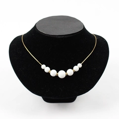 Vintage Napier White Beaded Gold-Tone Chain Necklace 20"