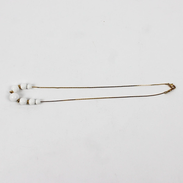 Vintage Napier White Beaded Gold-Tone Chain Necklace 20"