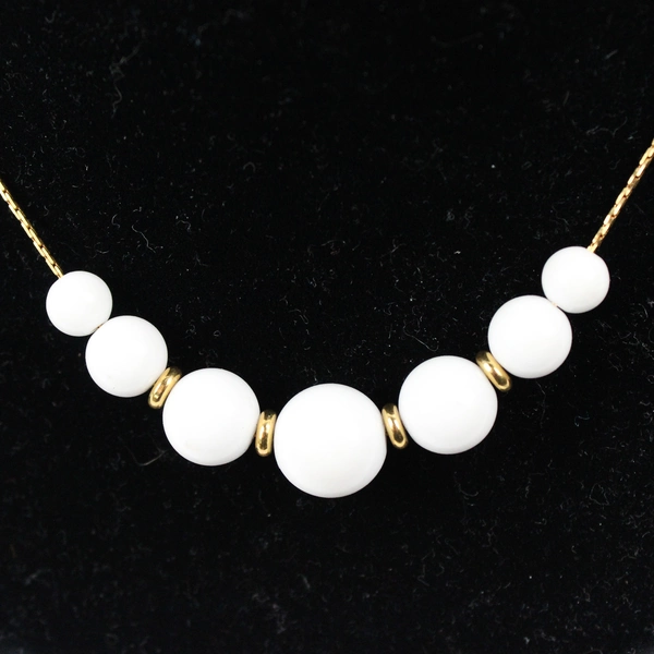 Vintage Napier White Beaded Gold-Tone Chain Necklace 20"