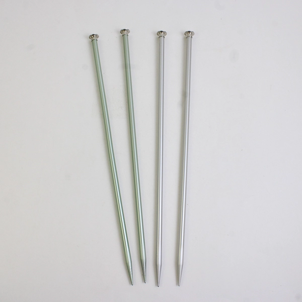 2 Pairs Susan Bates Aluminum Knitting Needles Green and Gray 14" Long Size 11