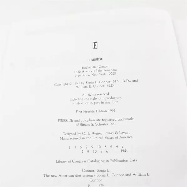 Sonja L. Connor, M.S.,R.D. The New American Diet System Paperback Cookbook 1992