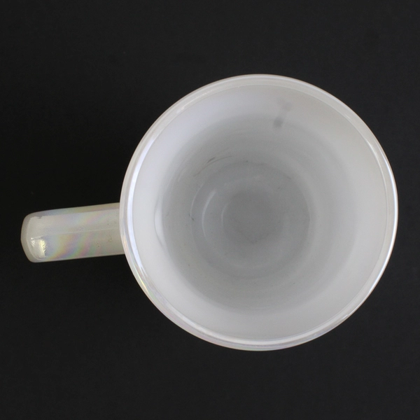 Federal Glass Iridescent White Milk Glass Moonglow Beer Stein 6" Tall