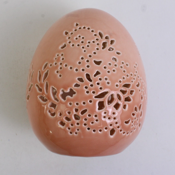 Unbranded Floral Debi Lilly Iver Egg Decor Small Pink Easter 5" Tall (Tested)
