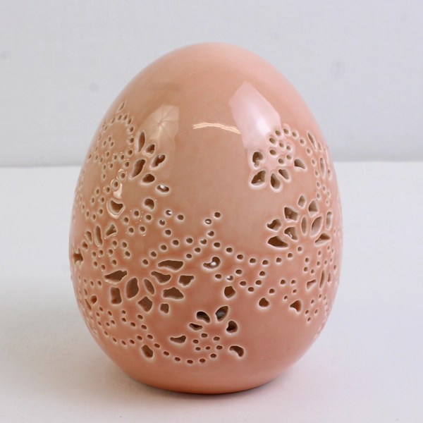 Unbranded Floral Debi Lilly Iver Egg Decor Small Pink Easter 5" Tall (Tested)