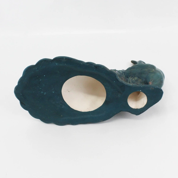 VTG Teal Hand Painted Ceramic Holland Mold Peacock with Rhinestones 10.5" 