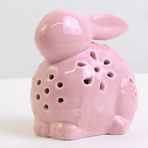 Unbranded Pink Floral Debi Lilly Iver Easter Bunny Decor Small 3.5" Tested