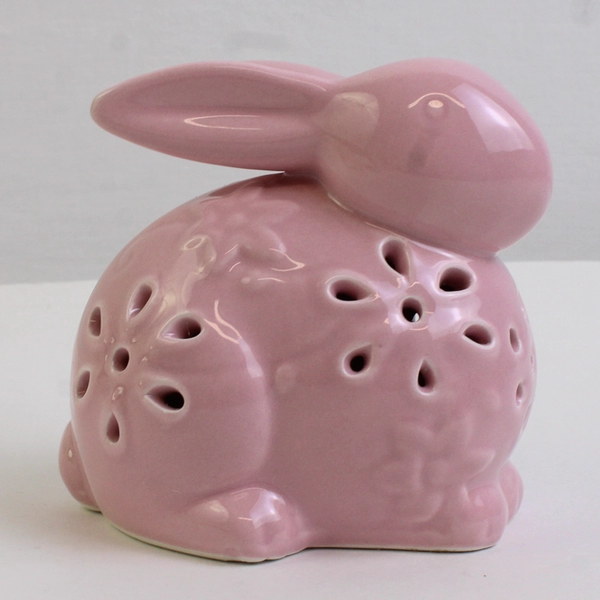 Unbranded Pink Floral Debi Lilly Iver Easter Bunny Decor Small 3.5" Tested